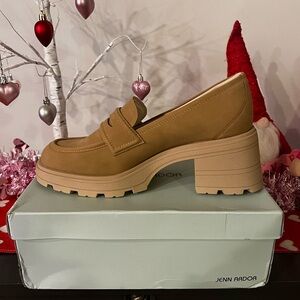 Jenn Ardor Tan Chunky Heel Loafers